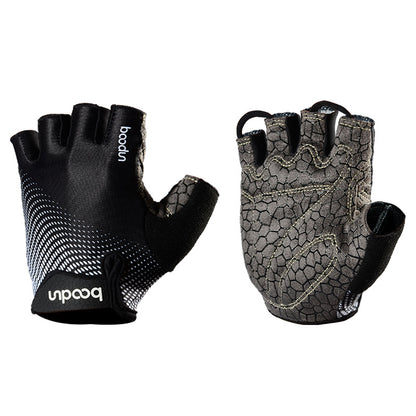 BOODUN Outdoor Riding Gloves Silicone Printed Non-Slip Half Finger Sports Gym Gloves