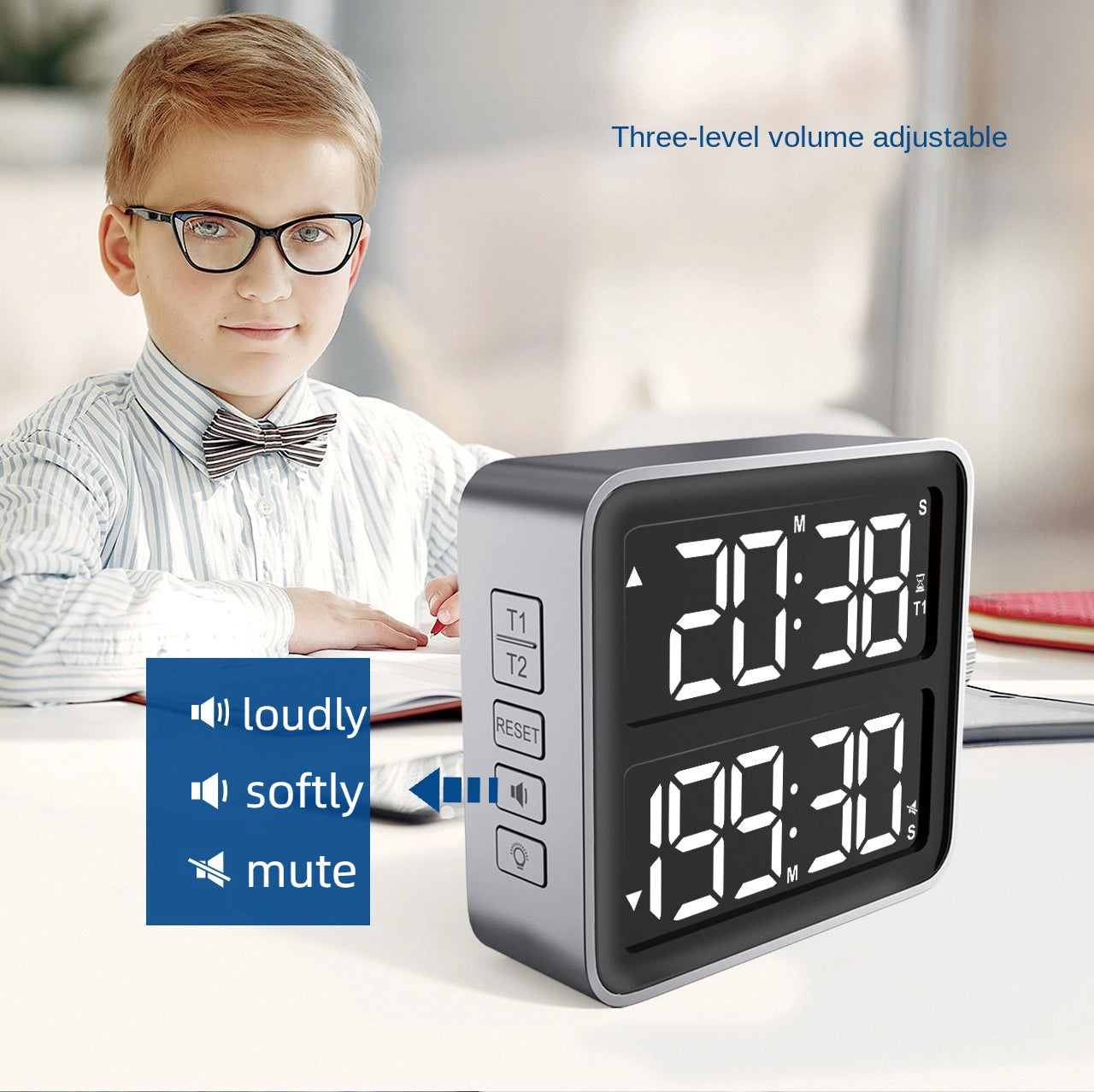 Dual screen LED timer rechargeable 199 minute countdown timer