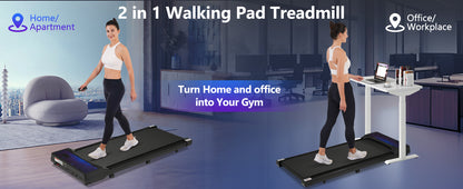 New 8.10 Walking Pad Under Home Desktop Treadmill -2.5HP Walking Treadmill 0.6-4MPH 300LBS Capacity Remote Control Battery